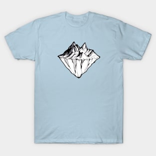 Minimalist Lines Mountains Tattoo Style T-Shirt